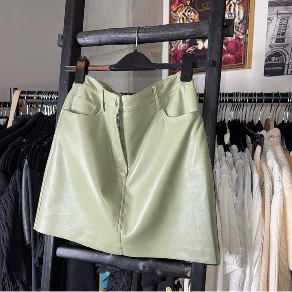 Wilfred Sage Green Faux Leather Mini Skirt - Picture 3 of 7